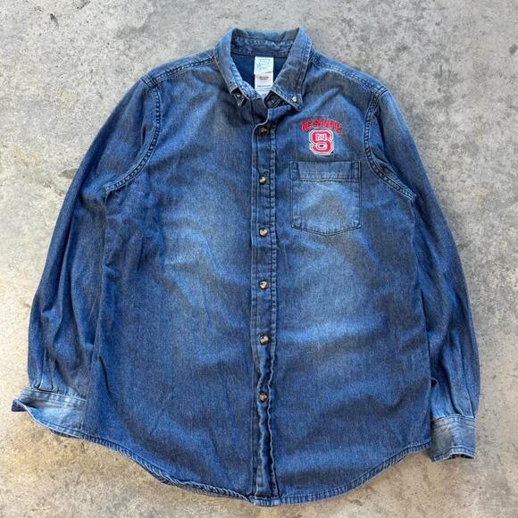 90s NC State Denim Button Up Shirt - Picture 1 of 5